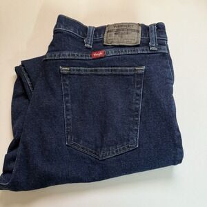 Mens Wrangler 38 x 30 Regular FIt Blue Jeans Dark Wash